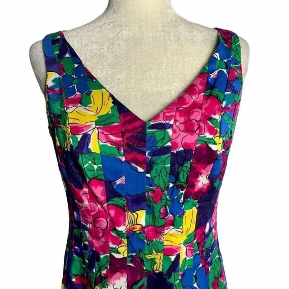 Jones New York Pleated Sheath Dress 8 Multicolored - Picture 2 of 6